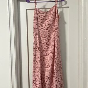 SHEIN Pink Midi Dress with Black Dots